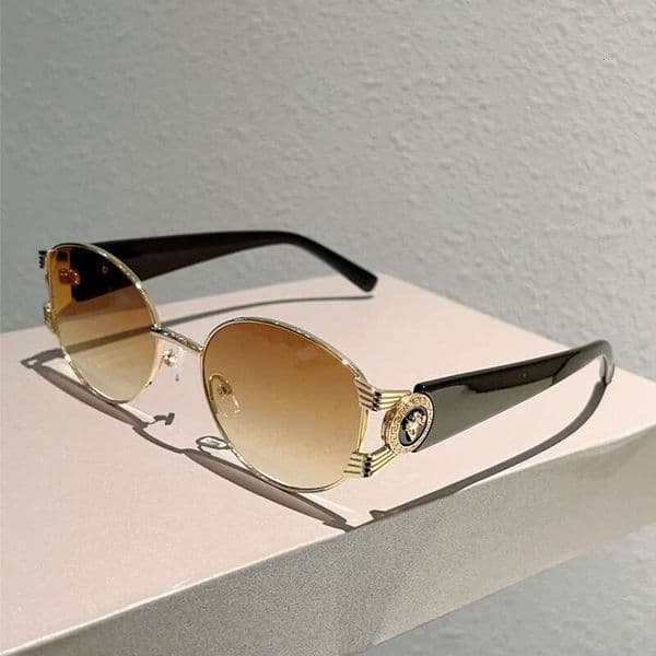Women Fashion Luxury Design UV400 Protection Eyewear 2026 Retro Fashion Oval Women, European and American Ins Trendy Street Style, Metal Frame Sunglasses for Men