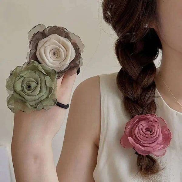 1pc Dried Rose Blossoms Head New High end Women's Leather Hoodie Headwear Hair Rope Premium Sensation Scalp Stretching