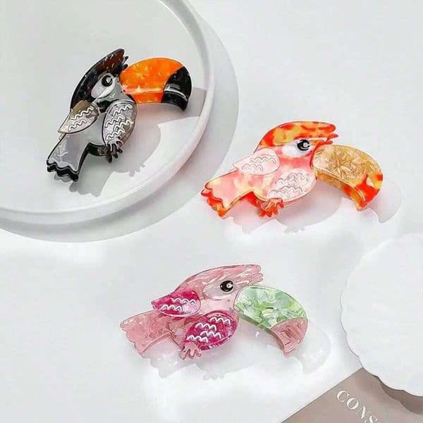 1pc Fashion Acetic Acid Animal Long billed Parrot Wearing Shark Clip Hair Accessories When Going Out