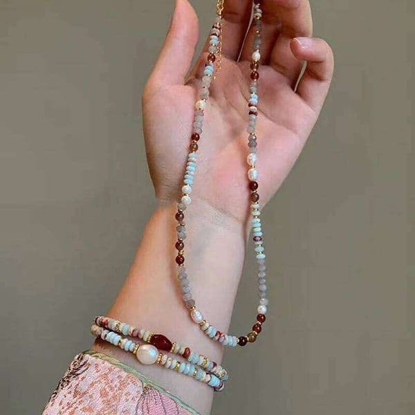 Natural Stone Pearl Bracelet Women's Elegant Handmade Beadeds Chain Necklace New Fashion Luxury Jewelry