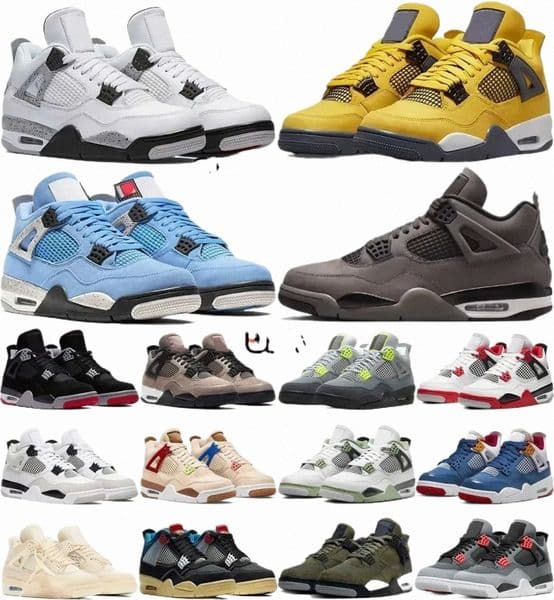 with Box men 4 shoes Designer 4s basketball shoes for men big size shoes Black Cat Military Sail Thunder White Oreo Grey Varsity Red Blue University 74f4#