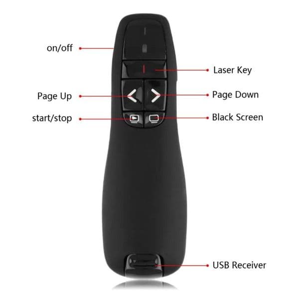 2.4GHz USB Wireless Presenter Red Laser Pen PPT Remote Control With Handheld Pointer For PowerPoint Presentation LL Tax Duty Free