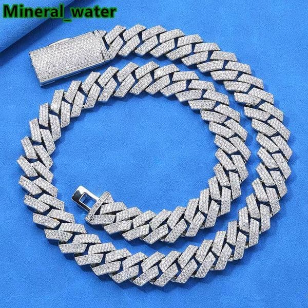 XP113 Customized 7-16mm Hip Hop Jewelry 925 Sterling Silver Diamond VVS Moissanite Cuban Chain Necklace