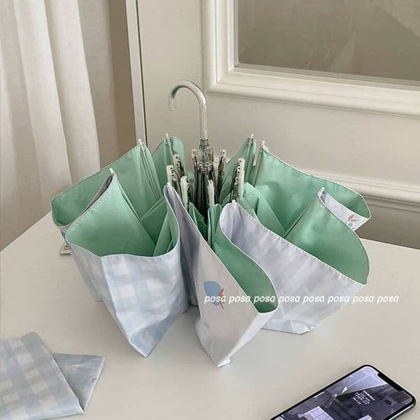Posa small fresh style curved handle women, dual-use for and rain, foldable, high aesthetic value, color-coated, super sun protection, UV protection umbrella