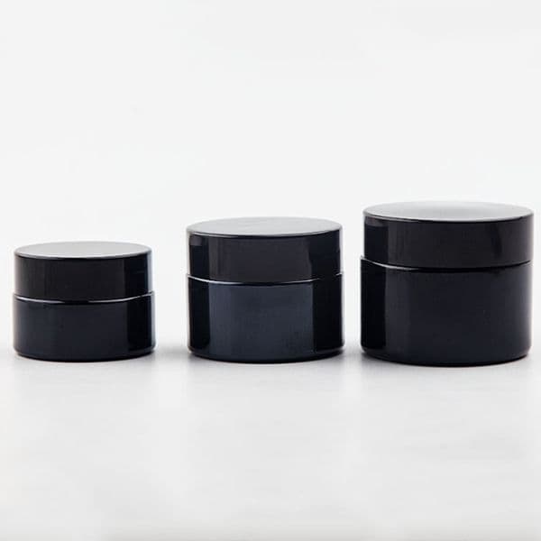 Black UV Protection Tempered Glass Packaging Bottles Food Grade No Stick No Leak For Wax Dab Extracts Concentrate Glass Container Jar Wholesale