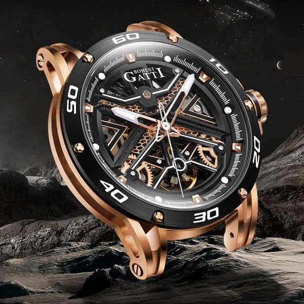 BONEST GATTI Watch Brand - Fashion Men's Watch with Leather Strap Made of Stainless Steel 4601