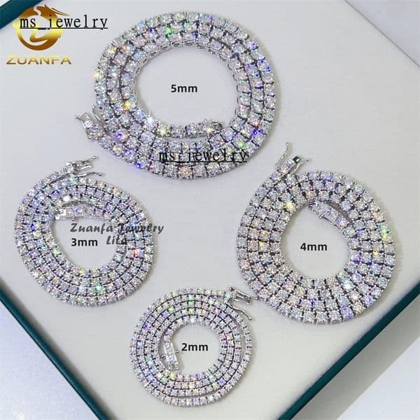 Pass Diamond Tester GRA Certificate 3MM 4MM 5MM Hip Hop Tennis Necklace Bracelet 925 Sterling Silver VVS Moissanite Tennis Chain