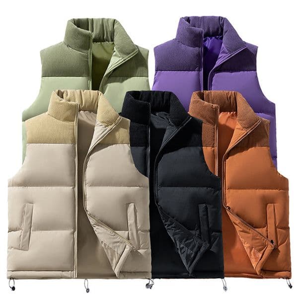 Autumn Winter Korean Style Warm Down Cotton Youth Men's Thickened Vest Middle-aged Large Size Sleeveless Jacket