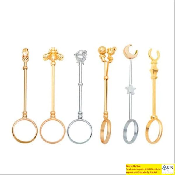 6 Style Adjustable Elegant Lady Gentleman Rose Bee Couple Smoker Cigarette Holder Metal Smoking Ring Tobacco Blunts LL