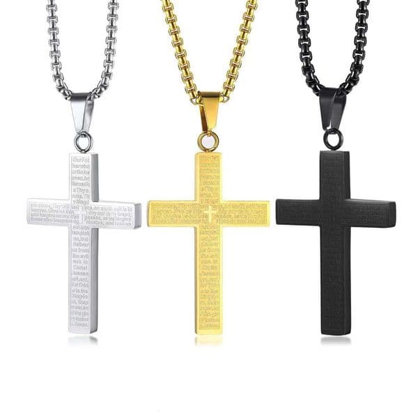Men's European and American Stainless Steel Cross Necklace Personality Hip-Hop Style Unisex Foreign Trade Jewelry
