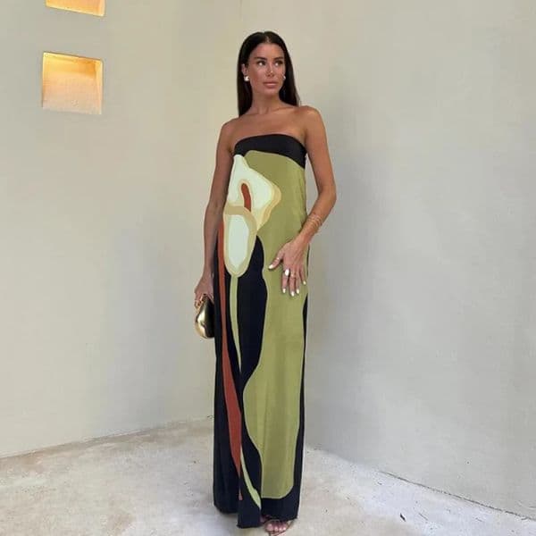 Sexy Strapless Backless Printed Long Dress Women Fashion Sleeveless Off Shoulder Vestidos Summer Lady Party Evening Robes 260118