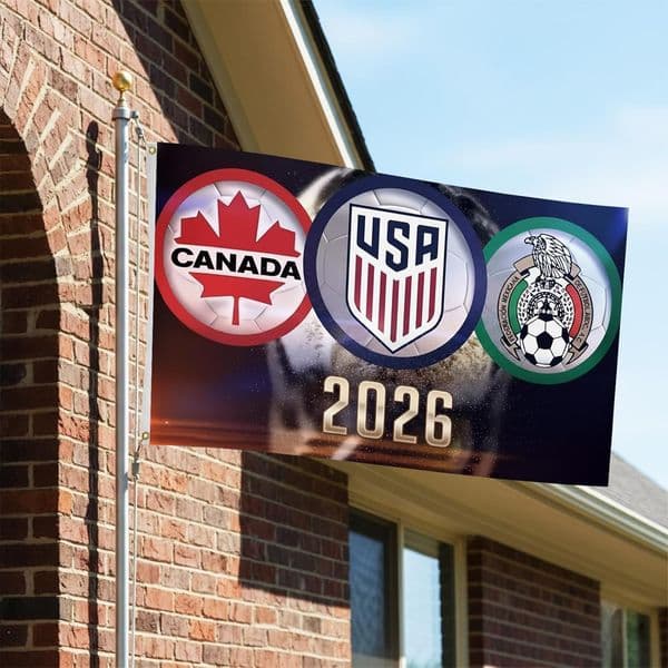3x5ft Flag Banner 2026 American Canada Mexico Host Country Football Tapestry 90cm*150cm Polyester Banner home & garden Festive gifts With Brass Grommets 0070