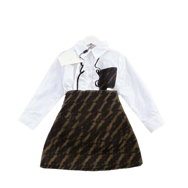 Set Clothing Sets Girls Autumn Dress Child Skirt Baby Princess Dress Set Kids Designer Clothes Splicing Design High Neck Sweater And Short Skirt