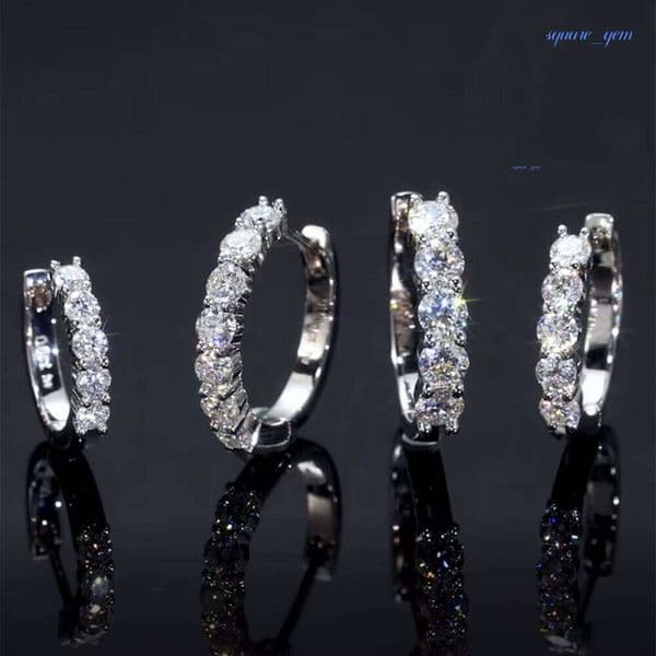 Moissanite Hoop S925 Sterling Silver Women Men Wedding Jewelry Gifts D Vvs1 Lab Diamond 14K White Gold Plated Huggies Earrings