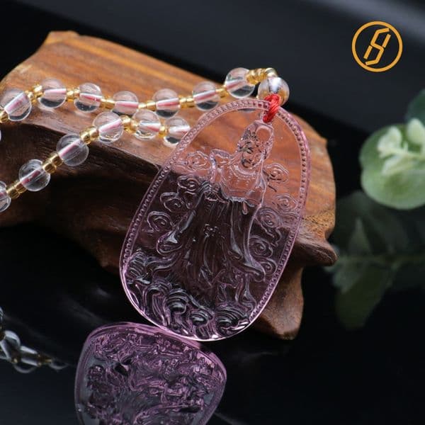 Zen Chinese Mazu Pi Xiu Crystal Necklace - Sea Goddess Wealth Guardian Talisman for Protection Abundance Sweater Chain Handcrafted Designer Jewelry