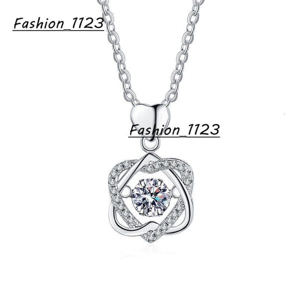 OAHLAN Two Hearts Interwoven Necklaces Love 05CT VVS1 Moissanite 925 Sterling Silver Rhodium Plated Pendant Necklace