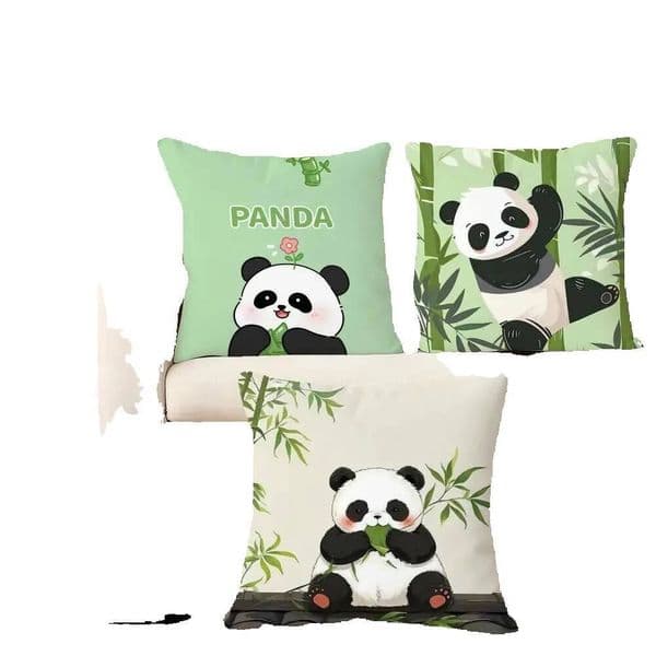 Cute Panda Pillow Case Silky Elegant Comfort Sofa Bed Invisible Zipper