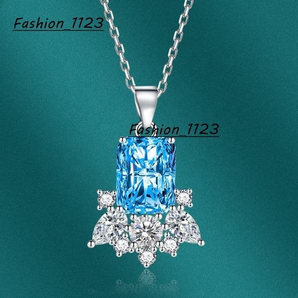 Exquisite 925 Silver Moissanite Square Full Zircon Necklace for Women New Fashion Luxury All-Match Romantic Gift