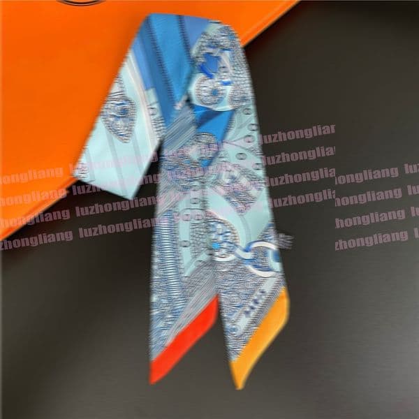 100 Color Fashion Print Sweet Beauty Artificial Silk Scarf Small Scarf Bag Ribbon Ice Cream Print Cute Hairband Ribbon Small necktie5*86