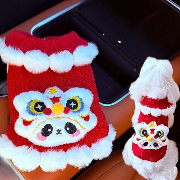 Festive New Year Sweater Fleece For Autumn And Winter Pets Dogs Cats Home Wear With Leash