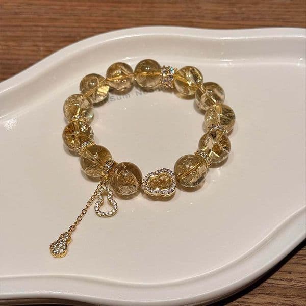 Fashionable Design Natural White Ace Bracelet Na Zhuan Hua Po Yellow Tower Crystal Wealth And Good Luck Gourd Pendant Bracelet Boutique Gift