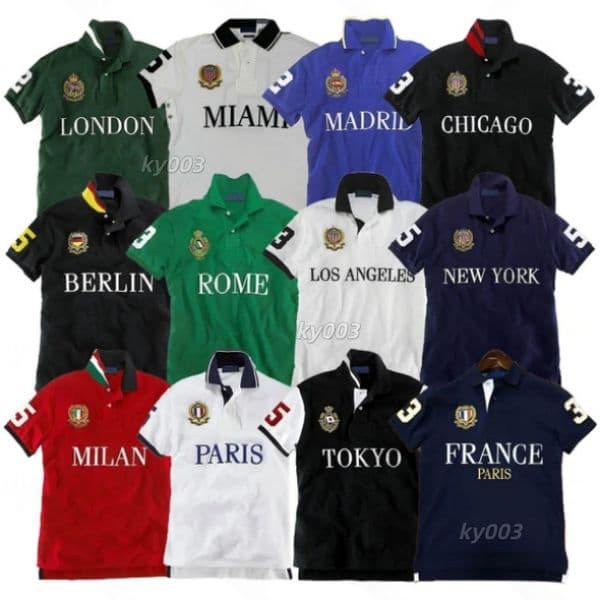 Wholesale Designer Men's Polo & T-Shirts Casual Short Sleeve Tees Urban Style New York Los Angeles Chicago Tokyo Dubai M L XL 2XL