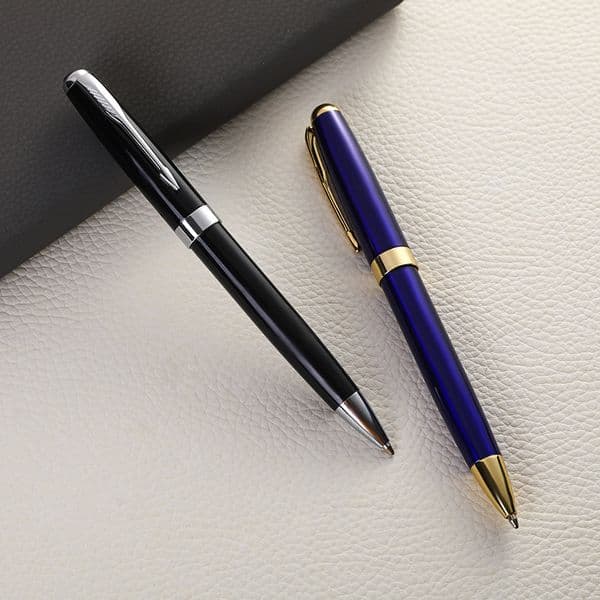 Luxury Feather Clip Metal Ballpoint Pen Black/Gold Silver/Gold Business Office Pen Custom Logo Available