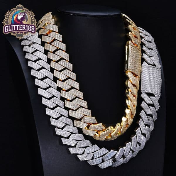 Hip Hop 24mm silver Cuban silver Necklace Men Iced Out High Fashion Necklaces for Women vvs moissanite