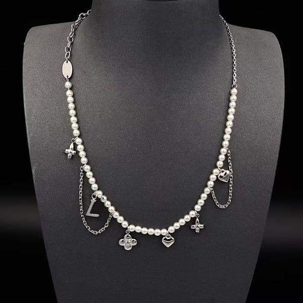 Brand Letter Choker Pendant Necklace Gold Plated Pearl Chain Jewelry Designer Pendants Necklaces High Quality Jewelry Gift
