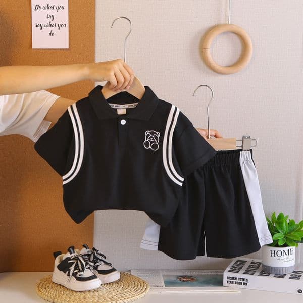Kids Clothing Boys Summer Suit Toddler Outfits 2026 New Baby Boy Clothes 1-5T Casual Cartoon O-neck Pullover Short Sleeve T-shirts Tops and Shorts 2 Piece Childrens Set