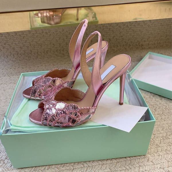 top quality sequins Silver gold Stiletto heels sandals High-heeled dress shoes Luxury designer heels party Evening shoes womens