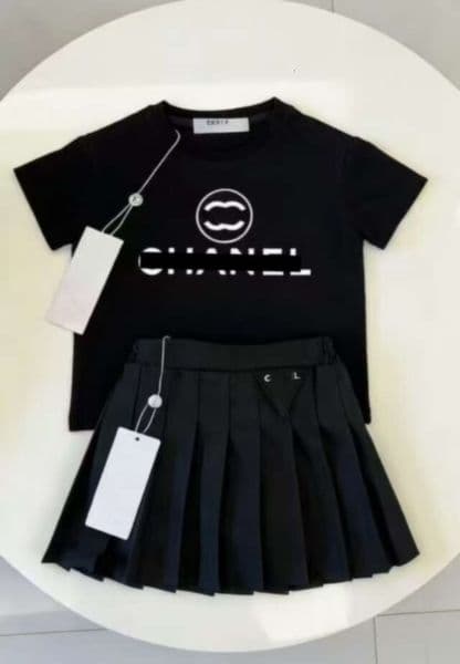 girls skirt set kids Designer clothes girl's dress girl t shirt Tracksuits summer 100% Cotton Short Sleeved Shorts Set Leisure Sports Two Piece Street Loose Round