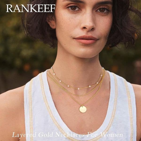 fashion trend: Two-piece set of chain, pearl, and sequin necklaces. Versatile necklace accessories, direct from the manufacturer