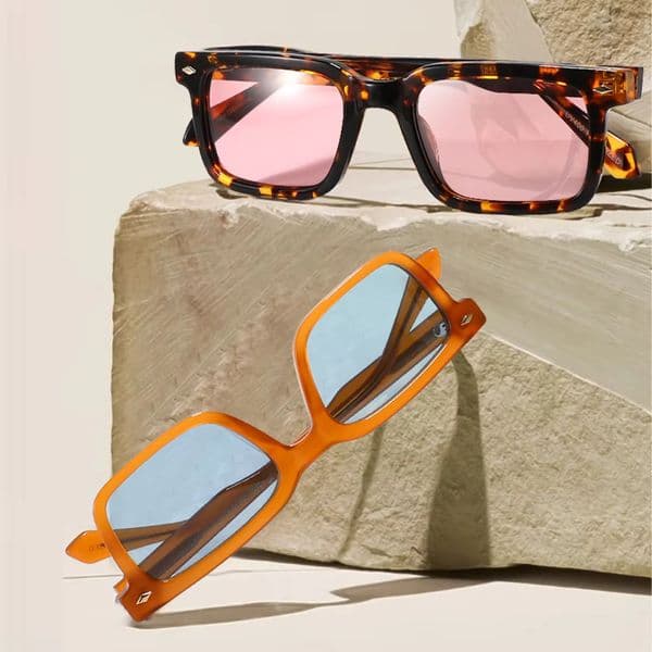 Popular retro handmade square acetate sunglasses custom logo high quality men's polarized sunglasses