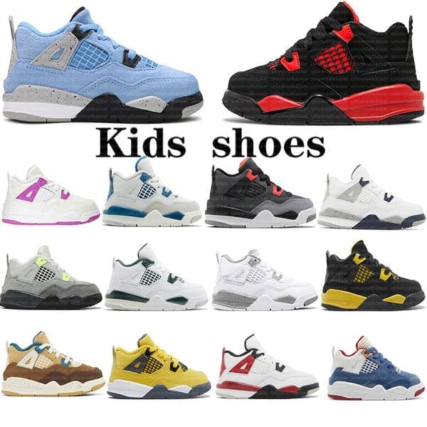 Kids Shoes Toddler Sneakers 4 Basketball Trainers red black Boys Girls Children Blue Youth Sports cool 4s grey black shoe Youth Sneakers 24-35