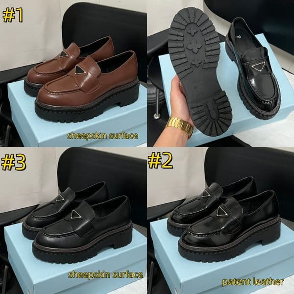 (Order by pic in opt, not by desc)Designer dress shoes loafers Women thick soled quilted leather cover mule patent casual shoes metal buckle black