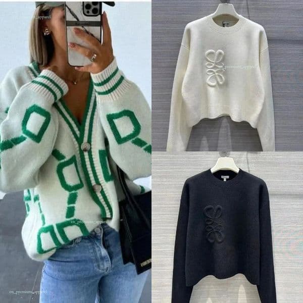 2025 New Sweaters Designer Women Jumper Knit Sweater Clothes Fashion Pullover Female Autumn Winter Clothing White Sleeves Elegant Casual Tops b8