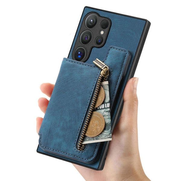 Suitable for Galaxy A17 phone case, full-cover leather A56 with card slot and zipper, Samsung S25 Ultra protective case