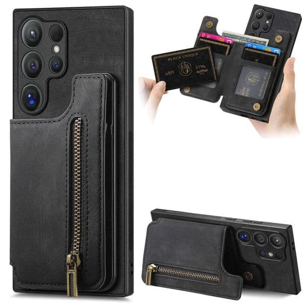 Suitable for Samsung S26Ultra wallet stand holder phone case A17 leather card slot A36 storage PU protective cover