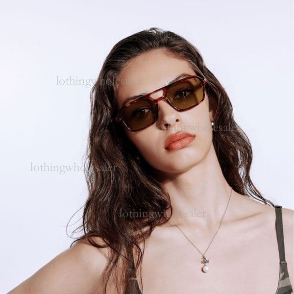 2026 Double Beam Fashion Polarized Women's Sunglasses Designer Men's Leopard Print Square UV Resistant Outdoor Glasses Luxury Brand Trendy Sports Cycling Glasses