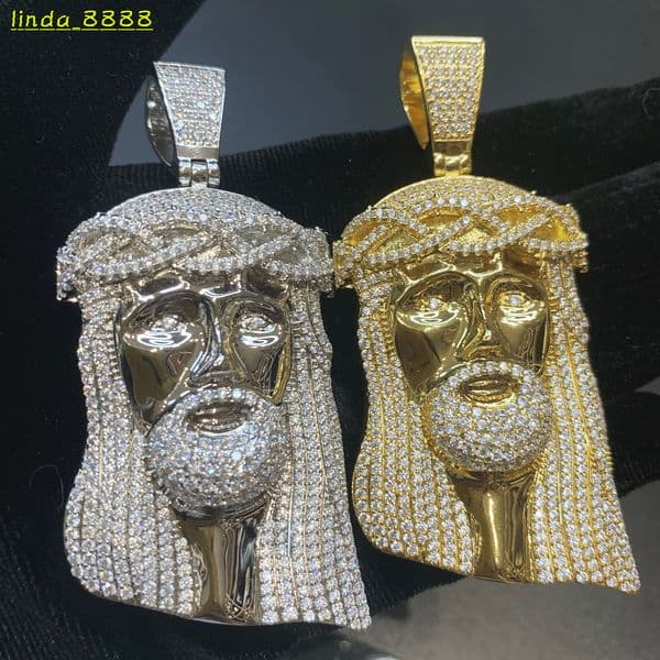 Cities Jewelry Hip Hop 3D Jesus Face Piece 925 Sterling Silver Iced Out VVS Moissanite Jesus Pendant