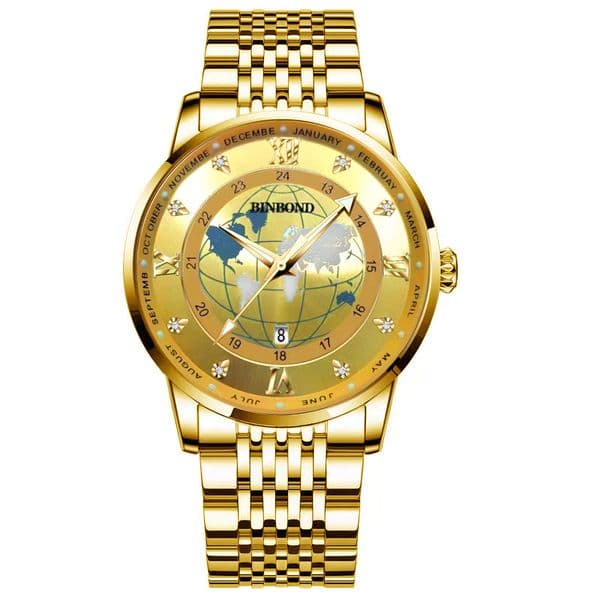 Gold Watch Men's New Quartz Watch Non-Mechanical Watch Water-Resistant Luminescent 8Watch Map Starry Sky Bestseller