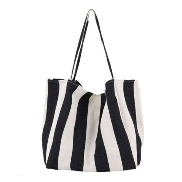 2023 Fashion Ladies Classic Striped Canvas Handbag Large Capacity Shoulder For Female Simple Beach Casual Totes Shopping Bag Z260224