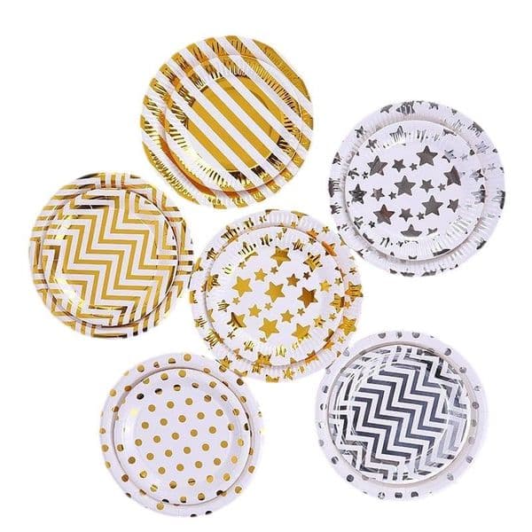 7/9 Inch Disposable Party Paper Plates Polka Dots Star Baby Shower Girls Kids Birthday Party Supplies W0162