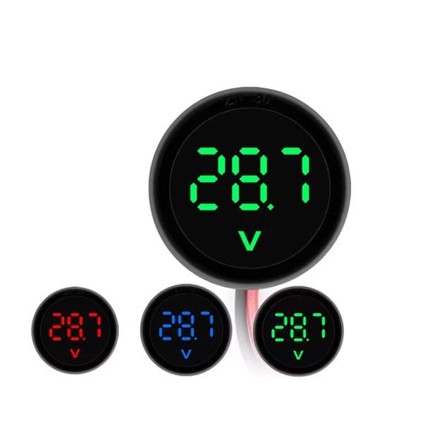 DC 4-100V LED Digital Display Round Two-wire Voltmeter DC Digital Car Voltage Current Meter Volt Detector Tester Monitor Pane