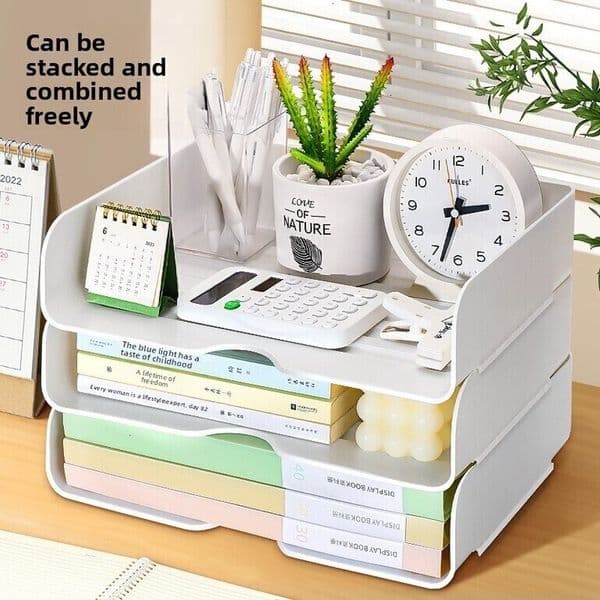 Desktop Multi-layer File Rack A4 Paper Layered Storage Office Desk White Drawer-style Organizer Box hot-sale products High quality