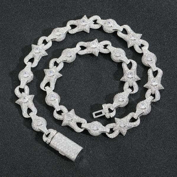 New necklace, 10mm eye-shaped Cuban chain with micro-inlaid zircon, creative niche hip-hop accessory for men and women