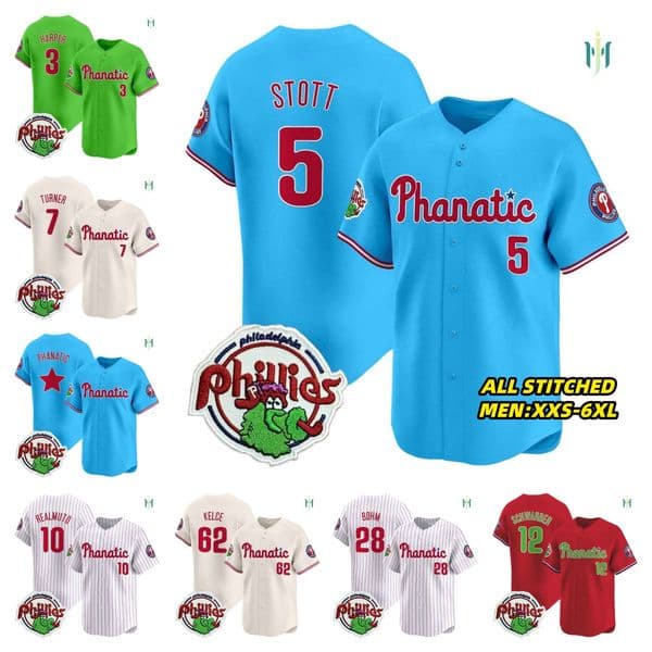 Bryce Harper Edmundo Sosa Alec Bohm Trea Turner Bryson Stott J.T.Realmuto Kyle Schwarber 2026 men's custom baseball jersey - all stitched all size women youth