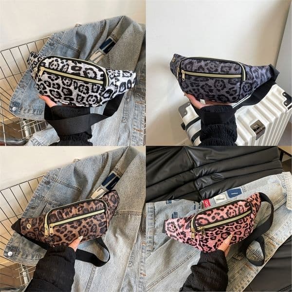 Fashion Leopard Print Waist Bag Street Trend Fanny Pack Woman Chest Pack Canvas Belt Bag Female Shoulder Crossbody Bags 260129CJ