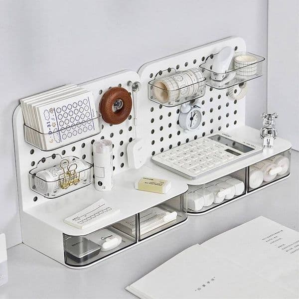 Bestseller Hole Desktop Drawer Office Perforated Board Small Card Ornaments Stand Display Storage Box Stationery Organizer ddmytues